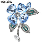 PENDRA Azure Crystal Floral Brooch