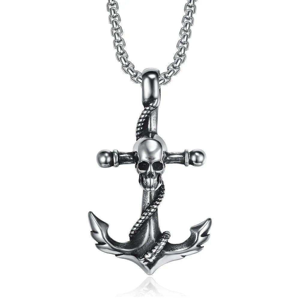 PENDRA AnchorSkull Skull Anchor Pendant Necklace