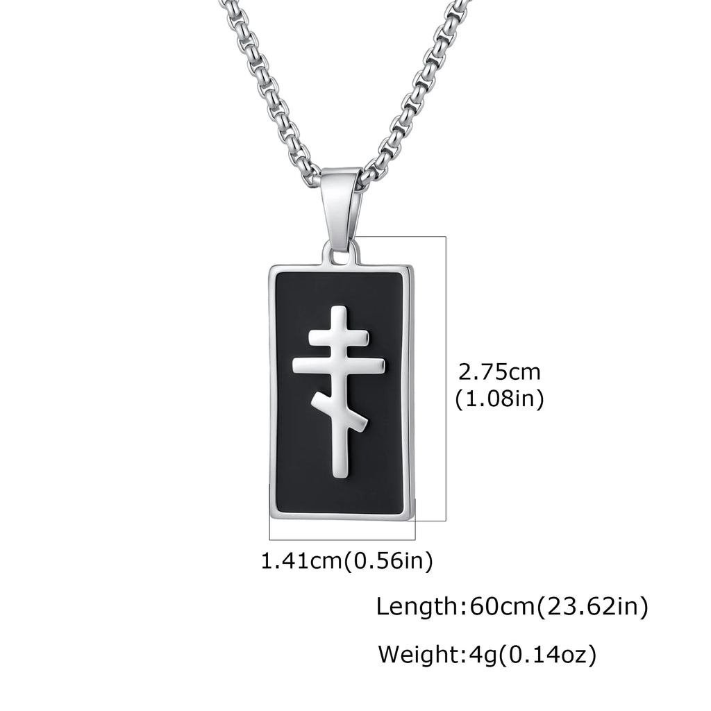 PENDRA Square Enamel Orthodox Pendant Necklace
