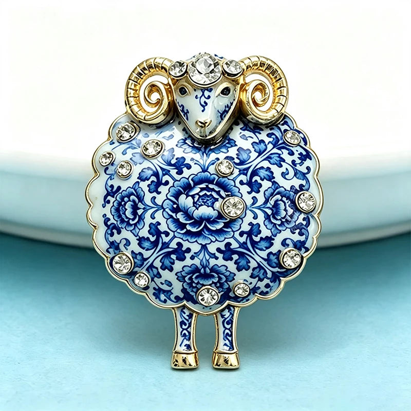 PENDRA Meadow Rhinestone Sheep Brooch