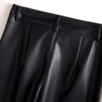 PENDRA Solid High Waist Straight PU Leather Pants