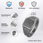 Vintage Punk Square Signet Ring for Men,Stainless Steel Ring Plain Statement Ring,Chunky Ring Geometric Thumb Ring Jewelry