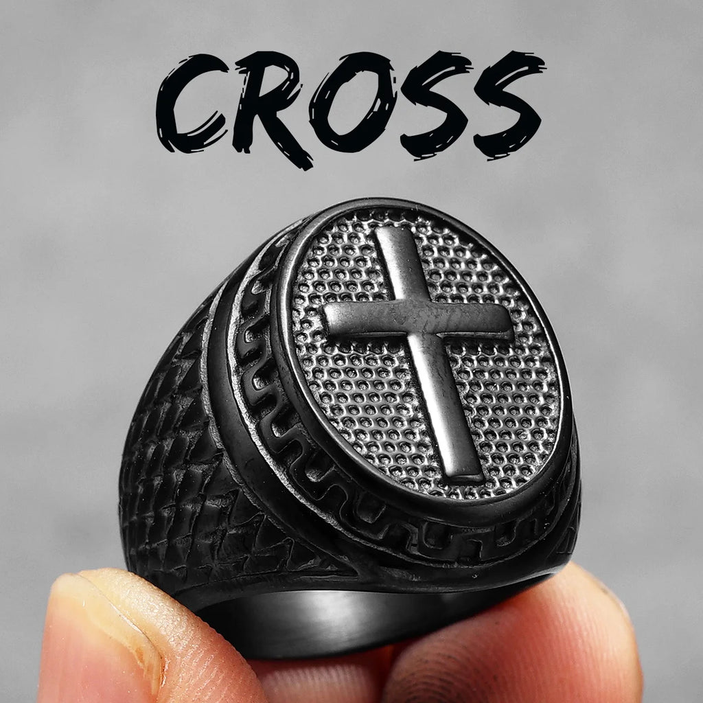 PENDRA Christian Cross Religon Steel Ring