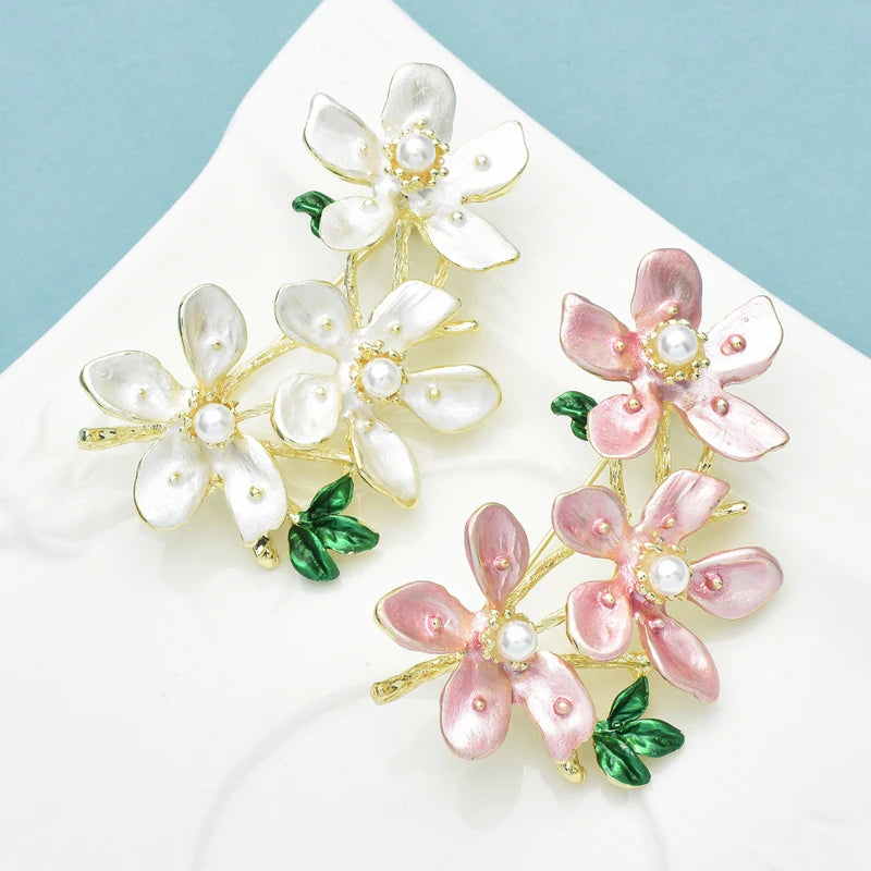 PENDRA Peonia Two-Tone Rhinestone Blossom Brooch