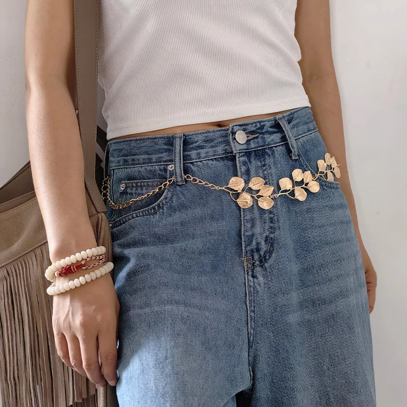 Luxury Designer Belt Female Summer Vacation Petal Flower Elegant Waist Chain for Women Beach Belly Chain Belt Party Body Jewelry