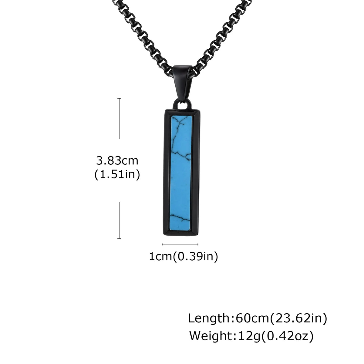 Punk Geometric Necklace for Men Boys,Stainless Steel Natural Turquoise Vertical Pendant,Birthday Partry Anniversary Father Gift