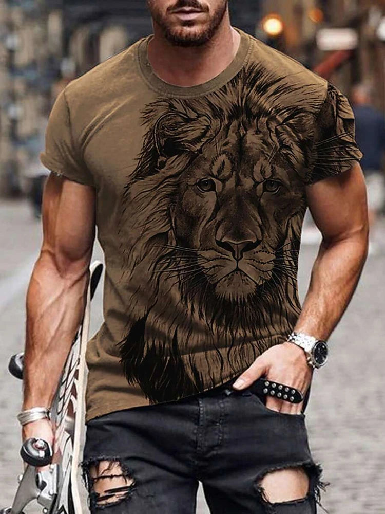 PENDRA Short-Sleeve Lion Print T-Shirt