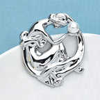 PENDRA Stainless Steel Pearl Lady Brooch