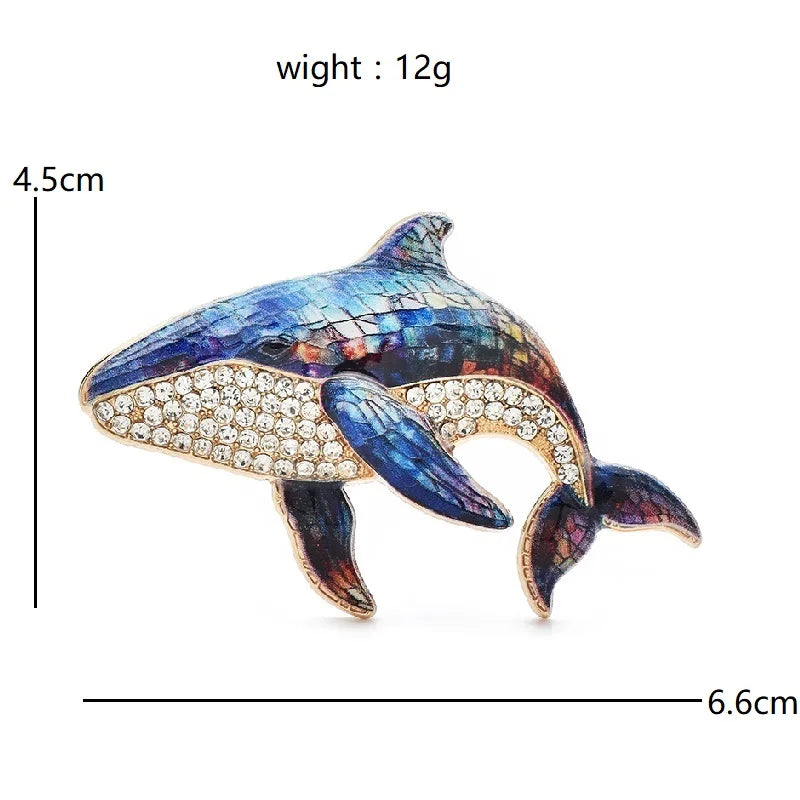 PENDRA Ocean Rhinestone Whale Brooch