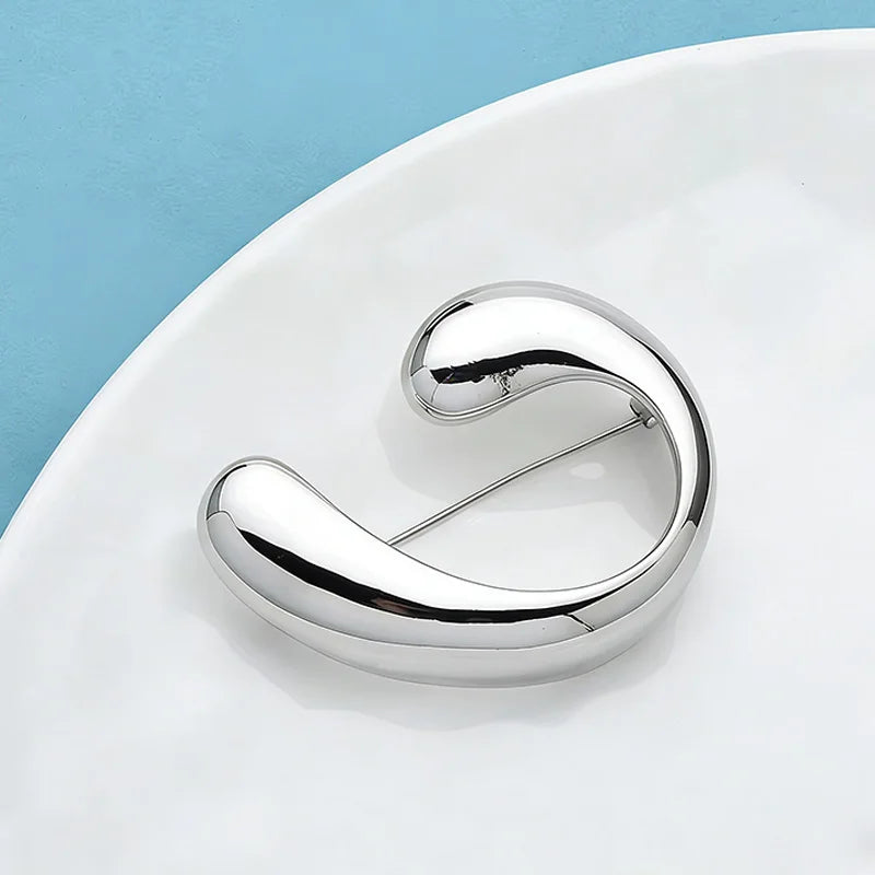PENDRA Stainless Steel Curved Brooch