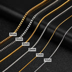1/2/3MM Thin Chain Necklace for Men Women,Stainless Steel Square Box Chain Link Collars,Male Unisex Jewelry Gift
