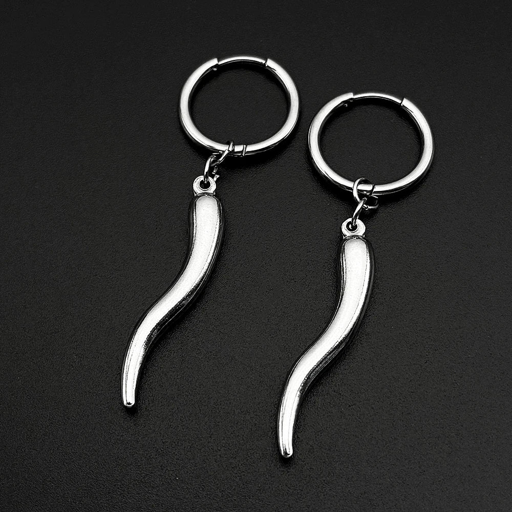Y2K Star Swirl Earring Accessory For Egirl Boy Stainless Steel Silver Color Daily Streetwear Dark Kpop Ear Hoops Rapper Jewelry