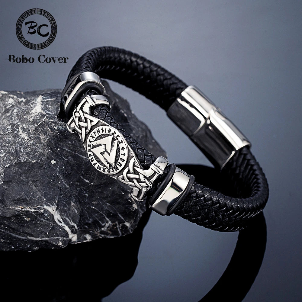 PENDRA Celtic Knot Rune Leather Bracelet