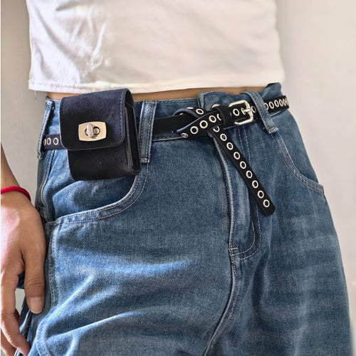 Luxury Desiner Suede leather Belt Bag key small bag for easy carrying wireless headphone bag purse Jeans Dress Waistband
