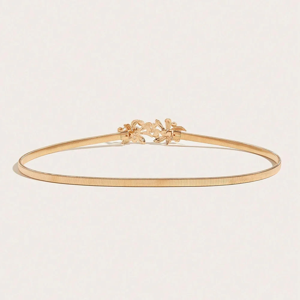 Fashion Waist Gold Chain Belt Female Pearl Elastic Silver Metal Belts for Women Designer Y2K Western Elastic Waistband Luxury