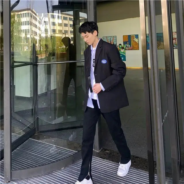Autumn and winter 2026 high street washed slim-fit foot zipper leg split fork solid mopping menswear clothing jeans luxury men