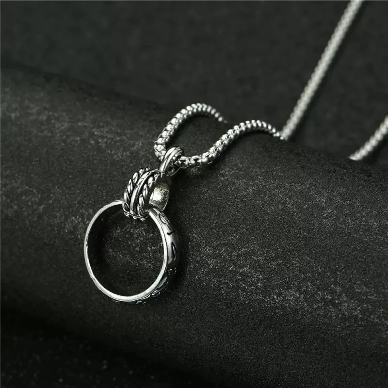 PENDRA Doubleloop Stainless Steel Double-Ring Pendant
