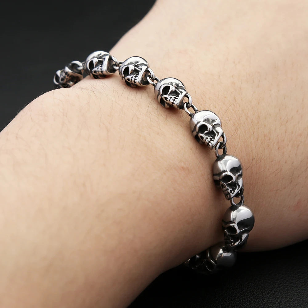 PENDRA Skullmark Stainless Steel Biker Bracelet