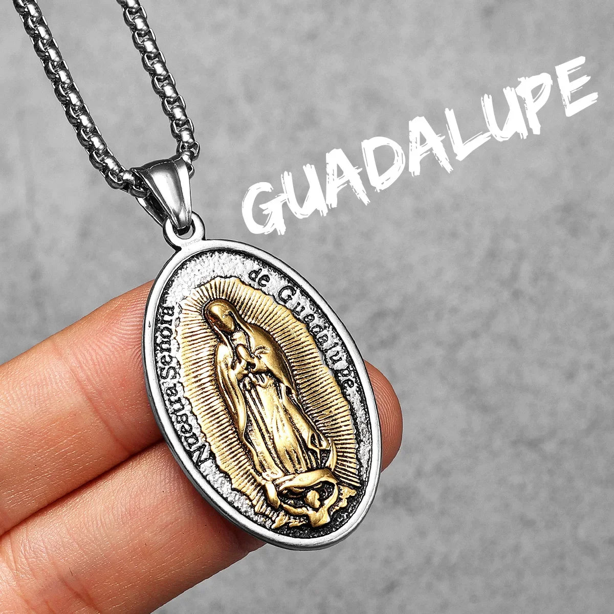 Virgin Mary Guadalupe Angel Cross Stainless Steel Men Necklaces Pendant Chain Amulet For Women Fashion Jewelry Gifts Wholesale