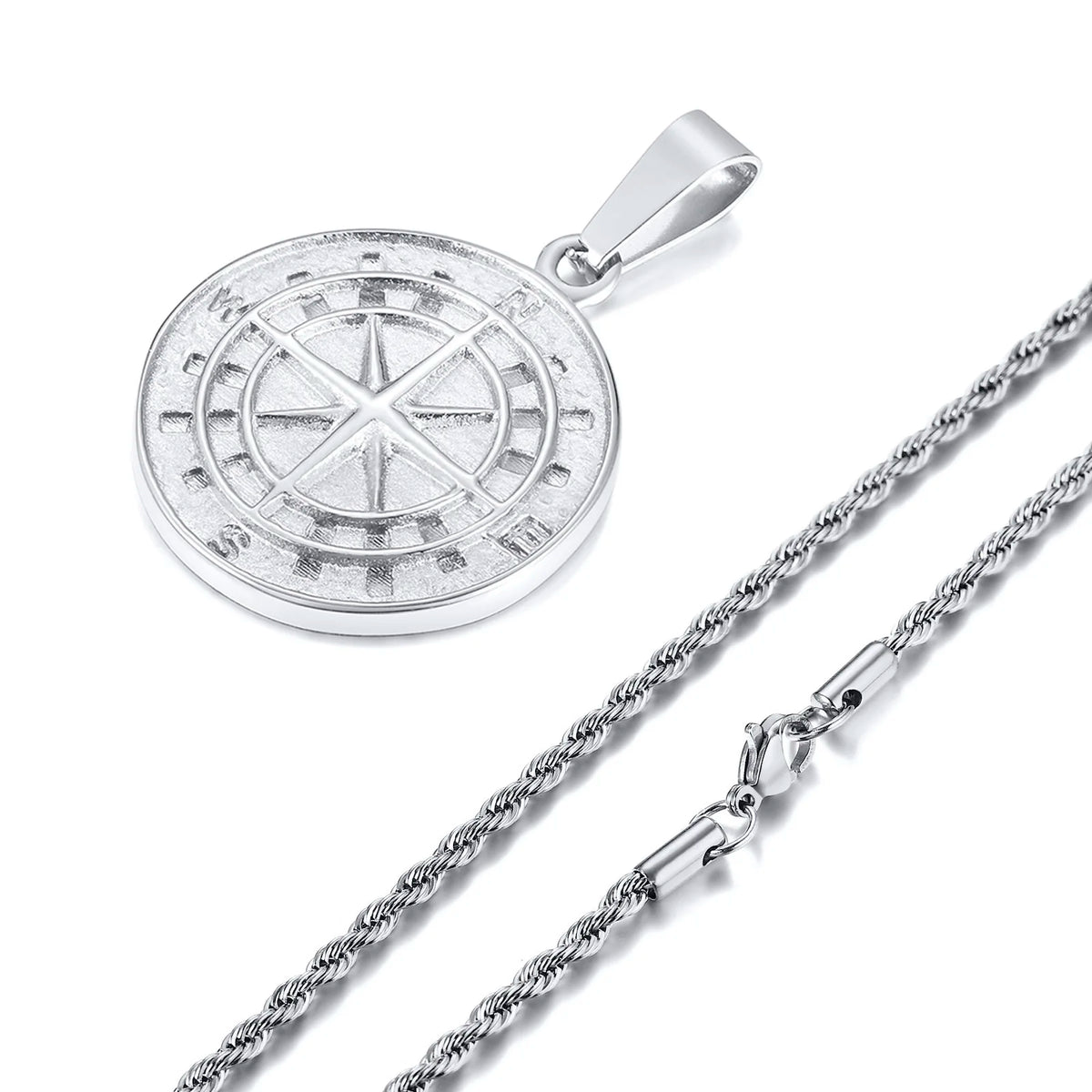 Gold Color Mens Compass Necklaces,Vintage Viking North Star Anchor Medal,Stainless Steel Pendant for Male Boyfriend Dad Gift
