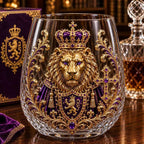 3D Crown Lion Drinking Glass Vintage Royal Style Whiskey Cup Creative Bar Tumbler for Home Party Gift Collection