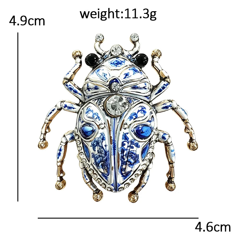 PENDRA Lovely Beetle 4-color Rhinestone Brooch