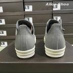 PENDRA Grey Punk Natural Grey Leather Low-Top Thick-Sole Platform Sneakers
