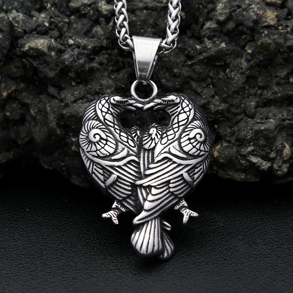 PENDRA Ravenodin Nordic Double Raven Pendant Necklace