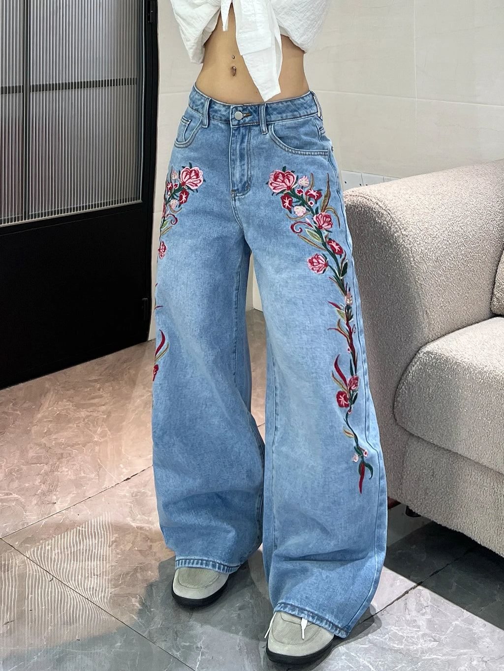 PENDRA American Colorful Floral Jeans