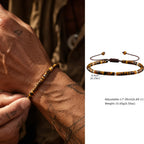 Bohemian Natural Stone Beads Bracelet for Men,Handmade Turquoise Adjustable Rope Wristband,Summer Trendy Jewelry Gift