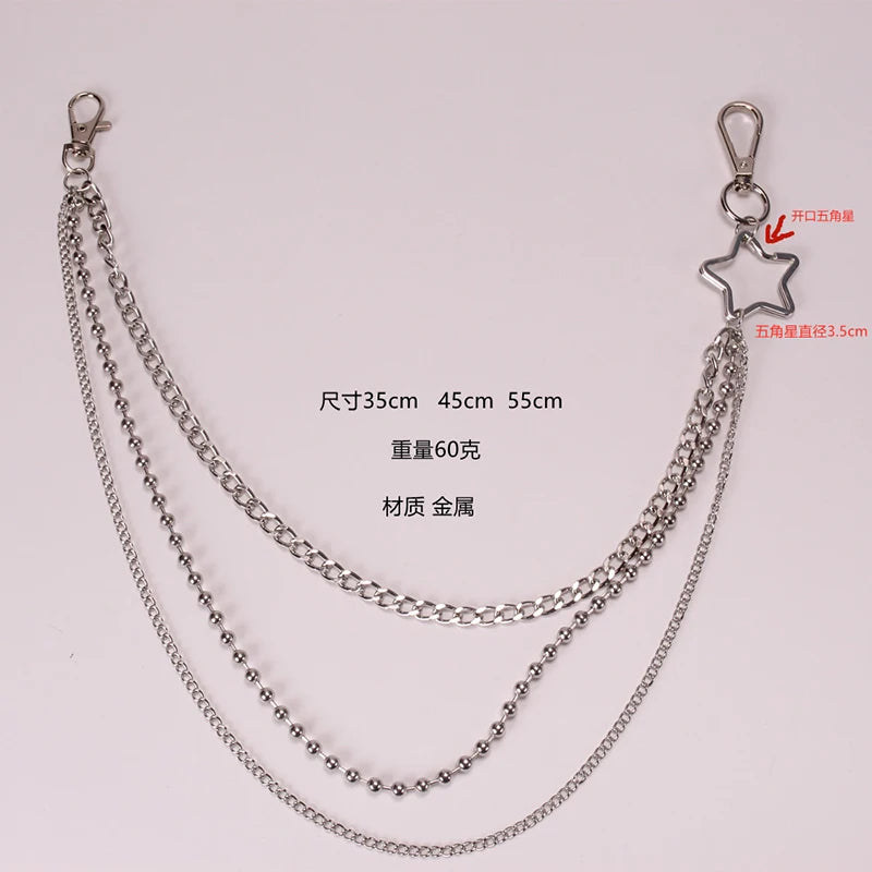 PENDRA Crossstar Layered Waist Chain Keychain