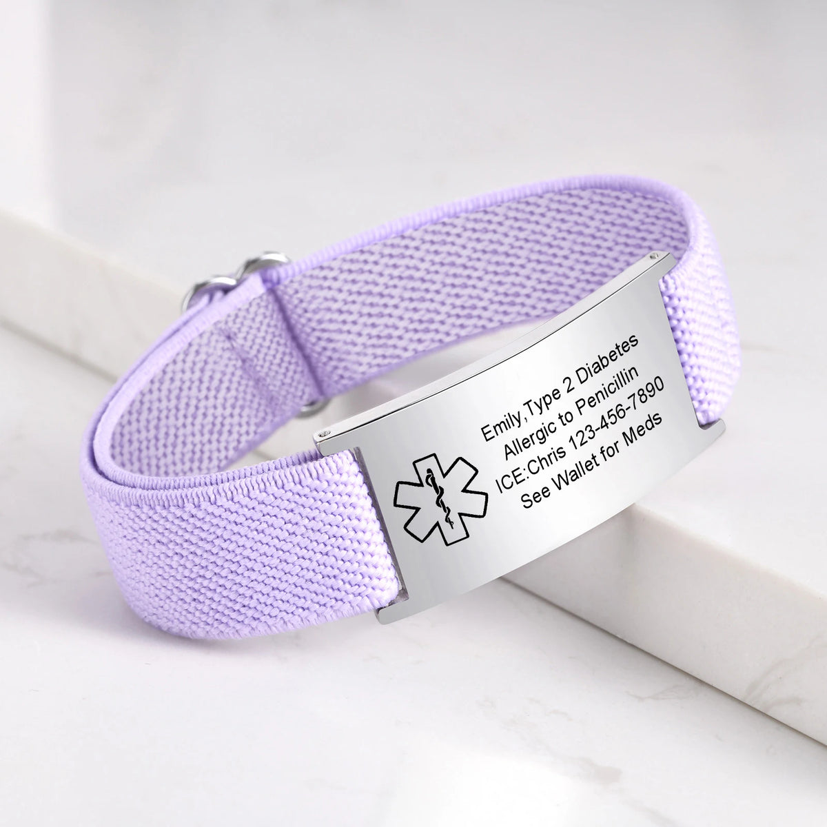 Medical Alert Bracelet for Men Women,Personalized Stainless Steel Elastic Strap Wristband,Gifts for Family Grandparents Patient
