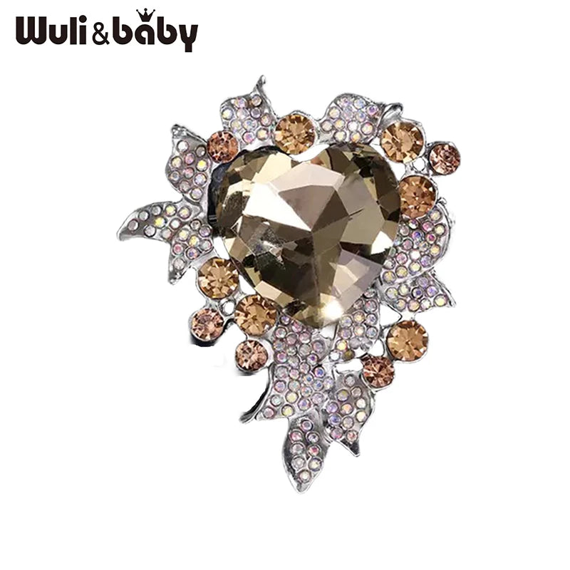PENDRA Amoria Crystal Heart Flower Brooch