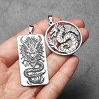 PENDRA Flying Dragon Sweater Steel Necklace