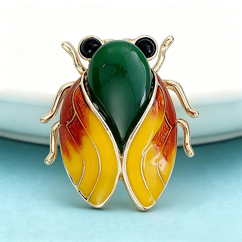 PENDRA Cicada Charm 2-Color Enamel Cicada Brooch