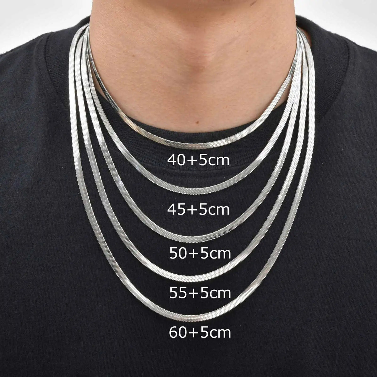 3/4/5mm Flat Snake Chain Necklace for Men Women,Stainless Steel Blade Chain Choker,Punk Hip Hop Jewelry Gift for Him