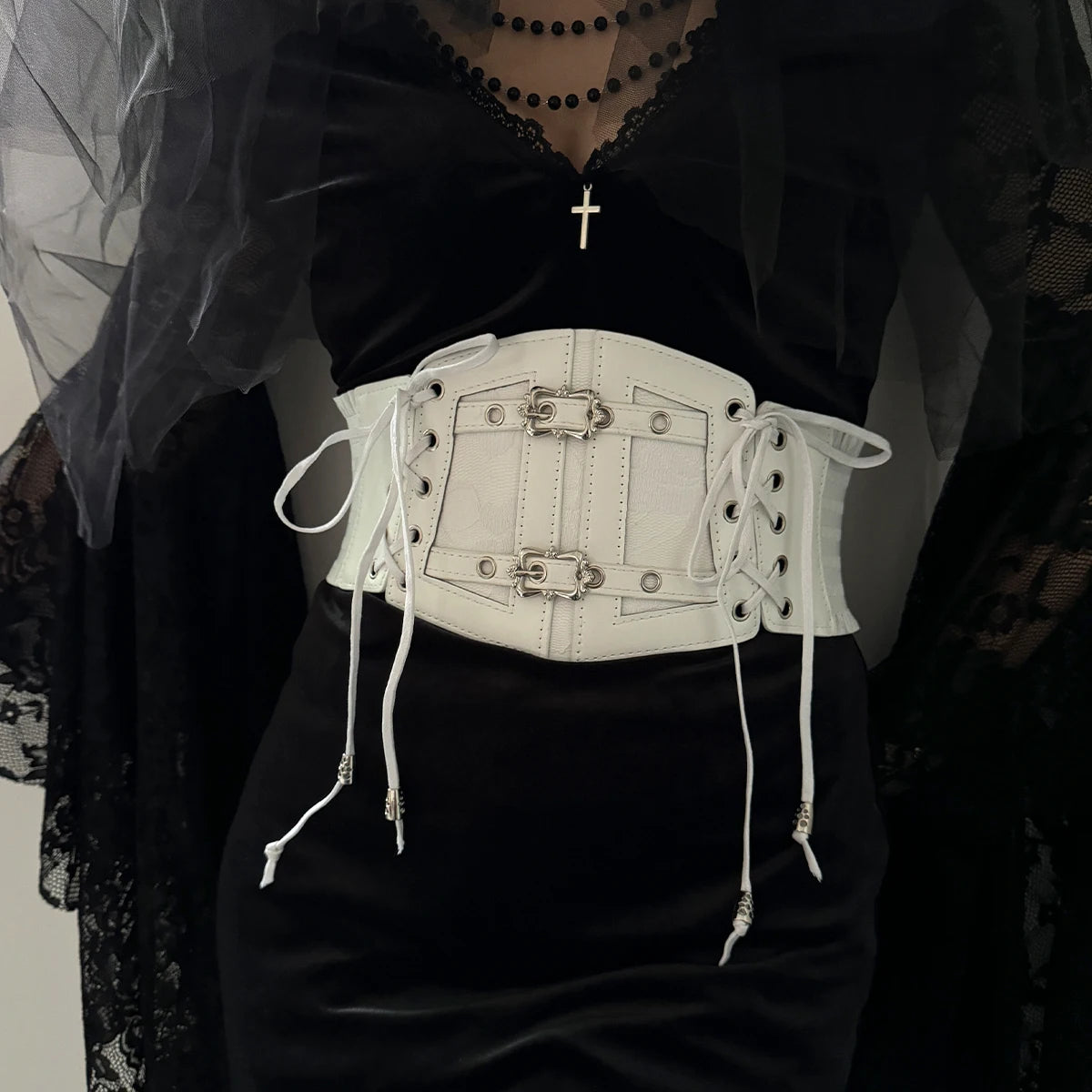 PENDRA Velayne Leather Black Chain Punk Corset Belt