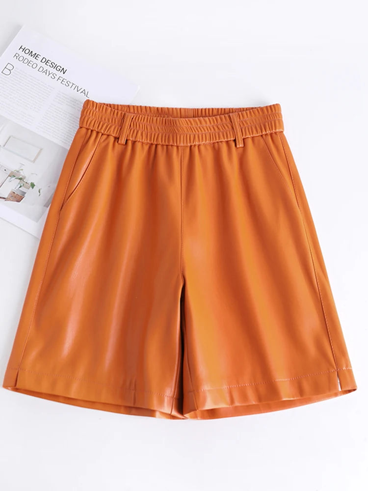 PENDRA Full Leather Wide Leg Shorts