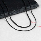 2pcs Men's Chain Necklace,Stainless Steel Black Gold Silver Color Twisted Rope Chain Collars,Trendy Punk Basic Chains Gift
