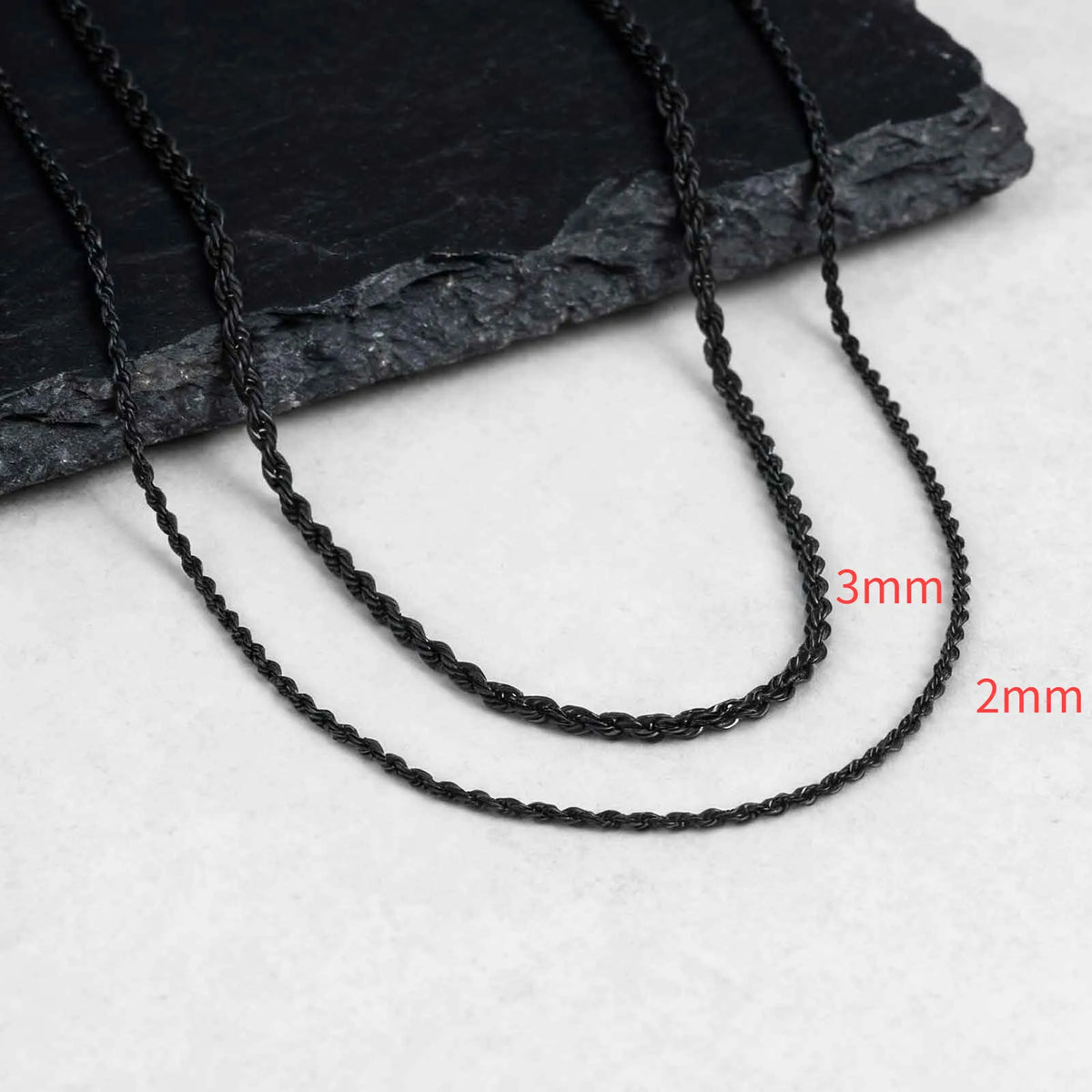 2pcs Men's Chain Necklace,Stainless Steel Black Gold Silver Color Twisted Rope Chain Collars,Trendy Punk Basic Chains Gift