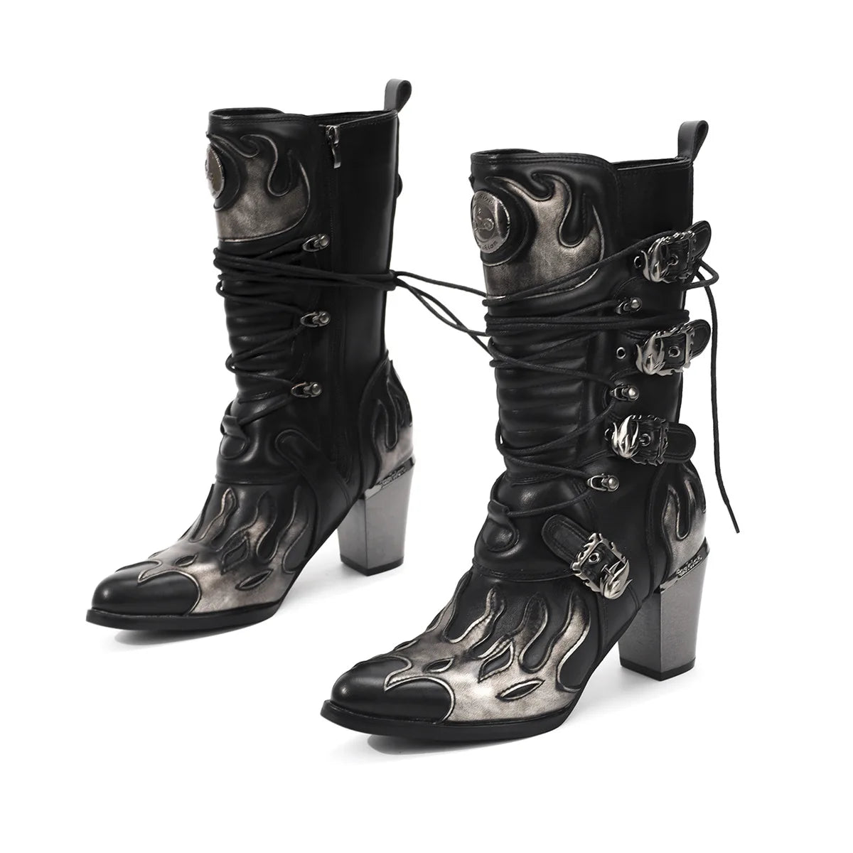 PENDRA Zipper Polish Flame Boots
