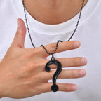 PENDRA Black Question Pendant Necklace