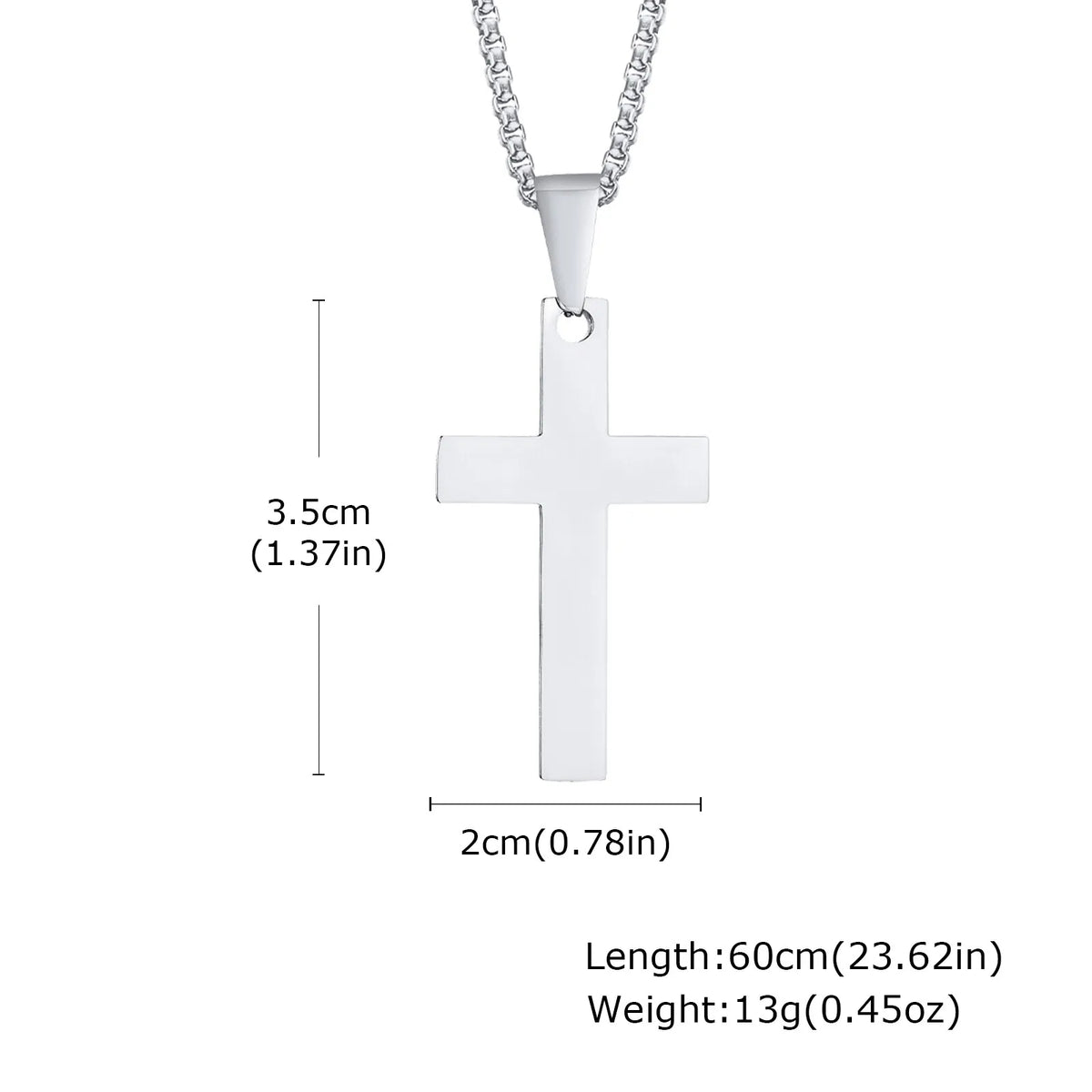 Hip Hop Punk Cross Necklace for Men,Waterproof Stainless Steel Plain Cross Pendant Necklace,Vintage Casual Jewelry Gift