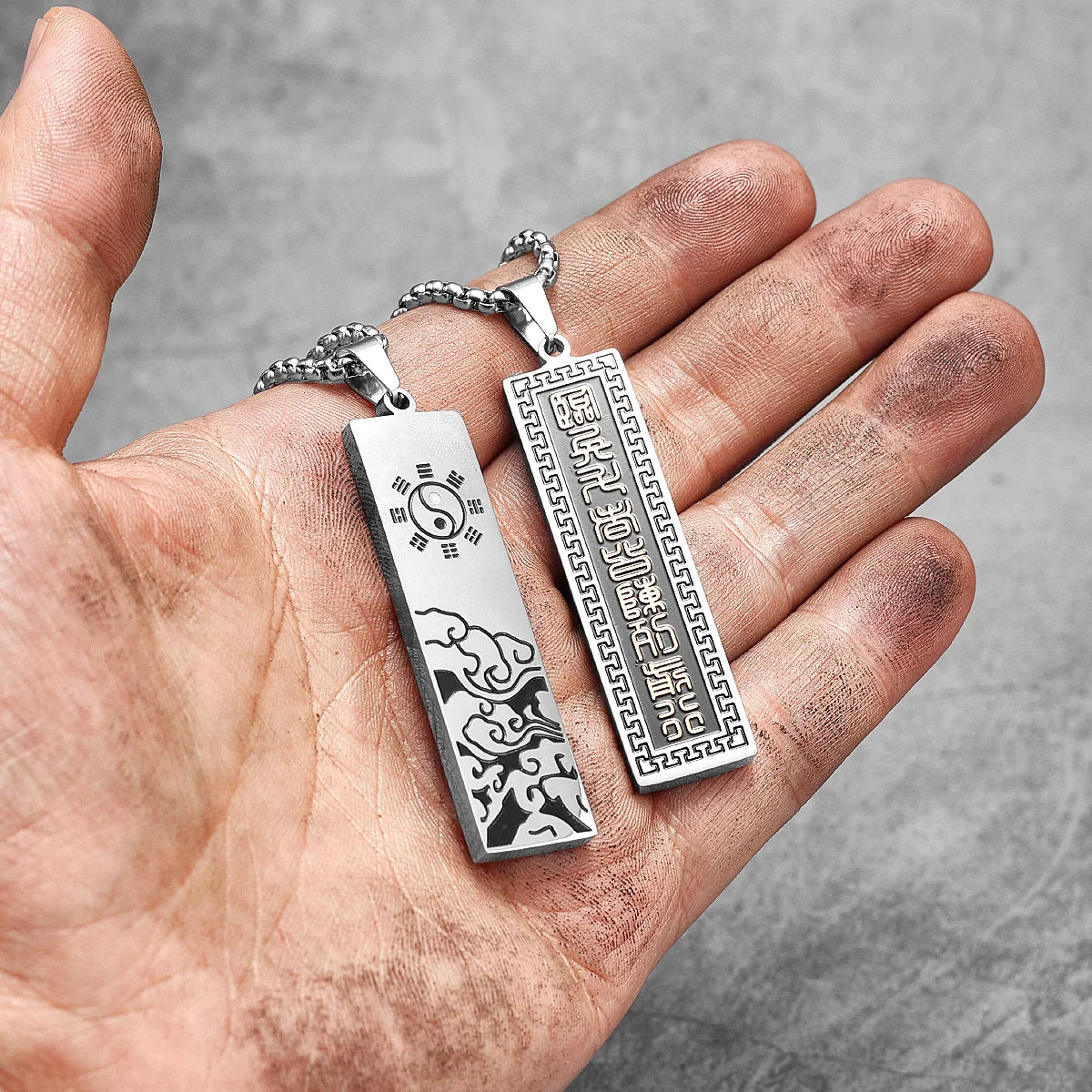 PENDRA Taoism Nine Character Steel Necklace