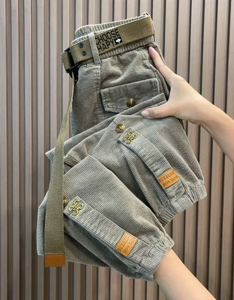 Solid Color Thick Warm Corduroy Pants Women 2023 Autumn Winter Korean Loose Casual Pants Harem Trousers
