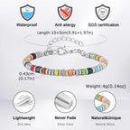 Men's Crystal Wheel Beads Bracelet,4mm Natural Stone Metal Wheel Beaded Bracelet,Adjustable Wristband Gift