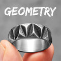 PENDRA Minimalism Cuts Rock Steel Ring