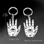 Witchcraft Hand Evil Eyelash Eye Hoop Earring for Women Stainless Steel Black Color Moon Dangle Earrings Jewelry pendientesE3497