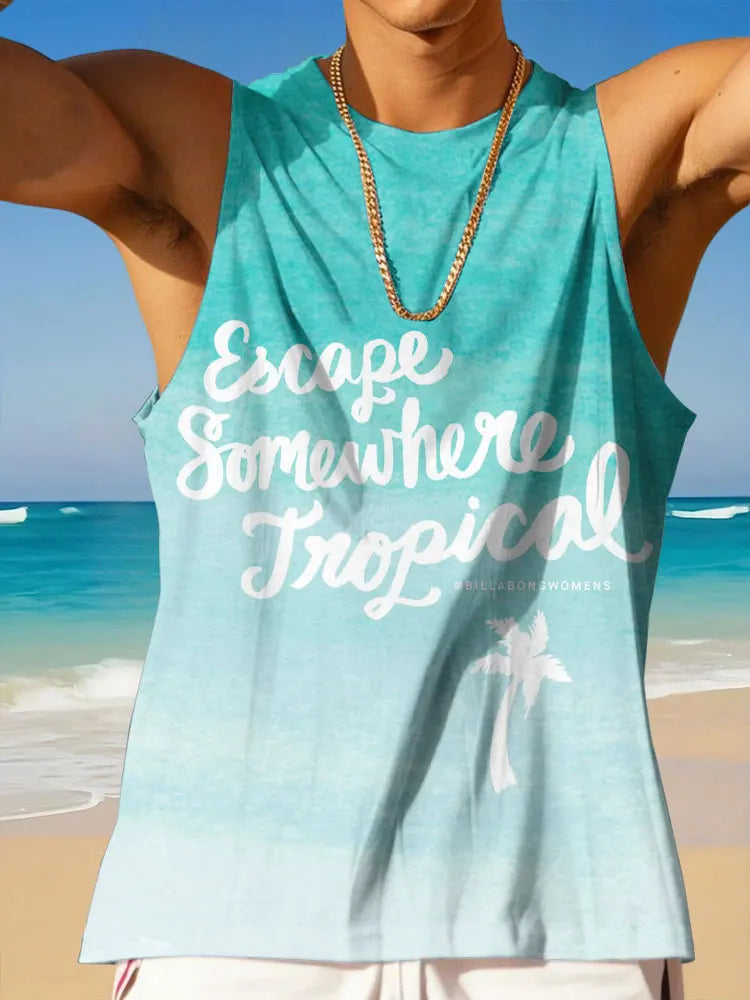 Summer Everyday Casual Men's Sleeveless T-shirt Hawaiian Outdoor Beach Men's Fashion Tank Top Creative Printed O-neck Tank Top