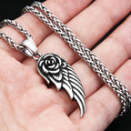 PENDRA Roseangel Gothic Rose Angel Wing Necklace